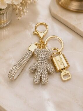 Louis Vuitton Authentic Gold Padlock 🔑 Key + Stylish Unbranded Bag Charm